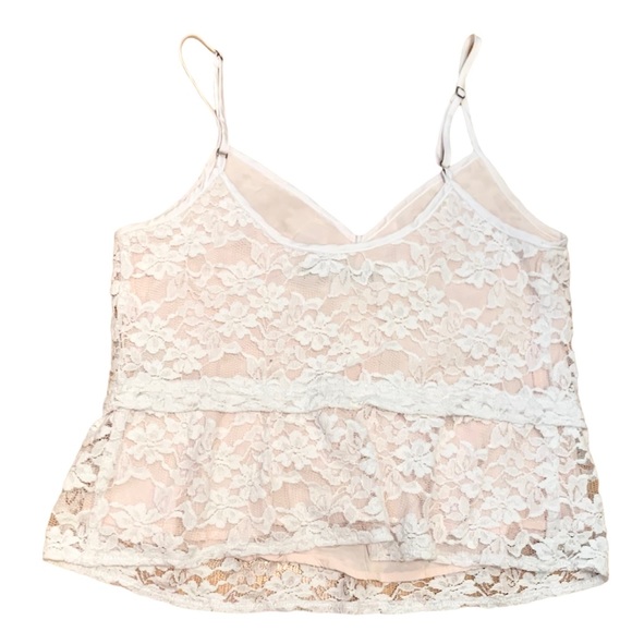Abercrombie & Fitch White Lace Tank Top w light Pink detailing Sz S Cami Top - Picture 3 of 10